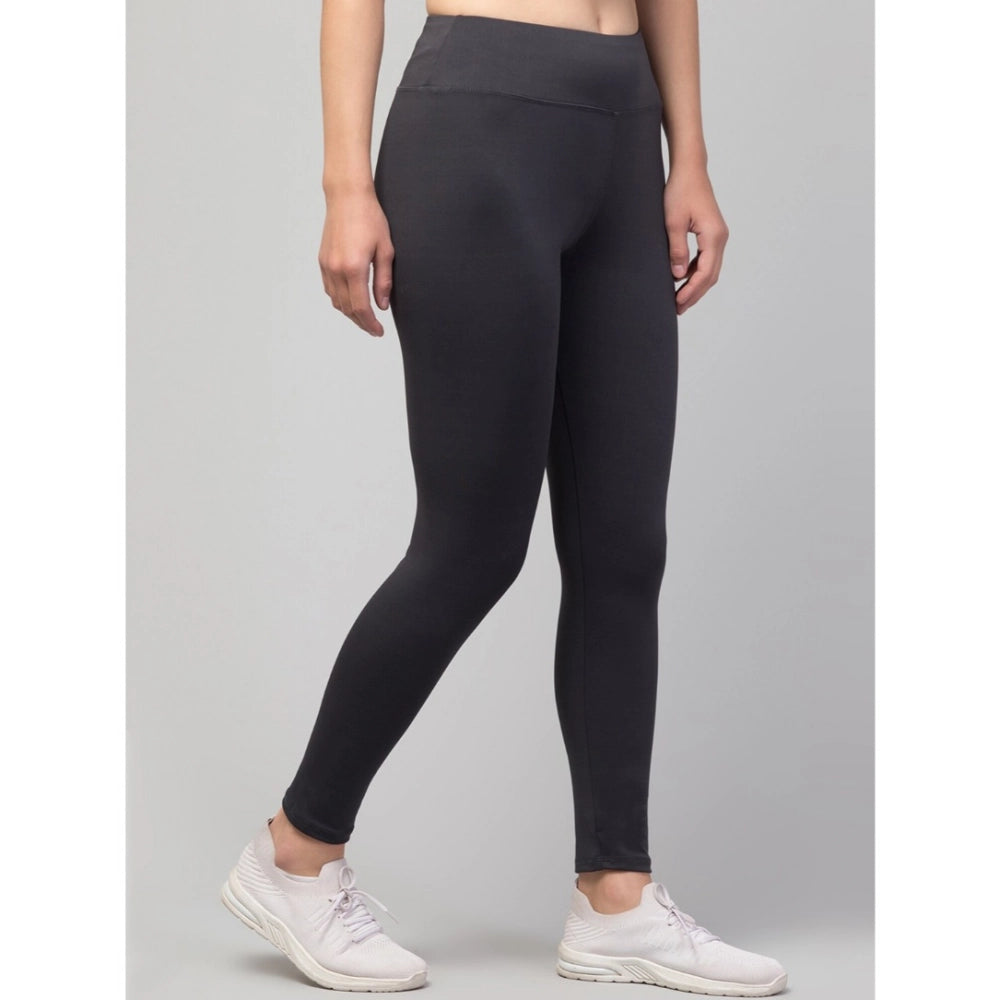 Seduva Women's Polyester Solid Ankle Length High-Rise Tights (Grey)