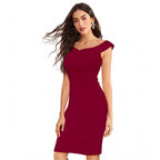 Seduva Women's Knitting stretchable Solid Round Neck Sleeveless Dress (Maroon)