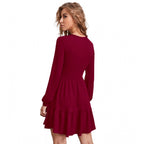 Seduva Women's Knitting stretchable Solid Round Neck Full Sleeve Dress (Maroon)