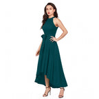 Seduva Women's Polyster Solid Halter Neck Sleeveless Dress (Morpichh)