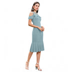 Seduva Women's Knitting stretchable Solid Round Neck Sleeveless Dress (Pista )