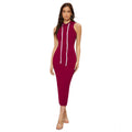 Seduva Women's Knitting stretchable Solid Round Neck Sleeveless Dress (Maroon)