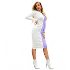 Seduva Women's Knitting stretchable Solid Round Neck Full Sleeve Dress (Purple)