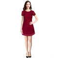 Seduva Women's Rasal Solid Round Neck Cap Sleeve Dress (Maroon)