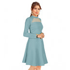 Seduva Women's Knitting stretchable Solid Round Neck Full Sleeve Dress (Pista)