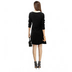 Seduva Women's Polyester Solid Collar 3-4th Dress (Black)