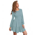 Seduva Women's Knitting stretchable Solid Round Neck Full Sleeve Dress (Pista)