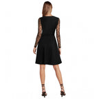 Seduva Women's Knitting stretchable Solid Round Neck Full Sleeve Dress (Black)