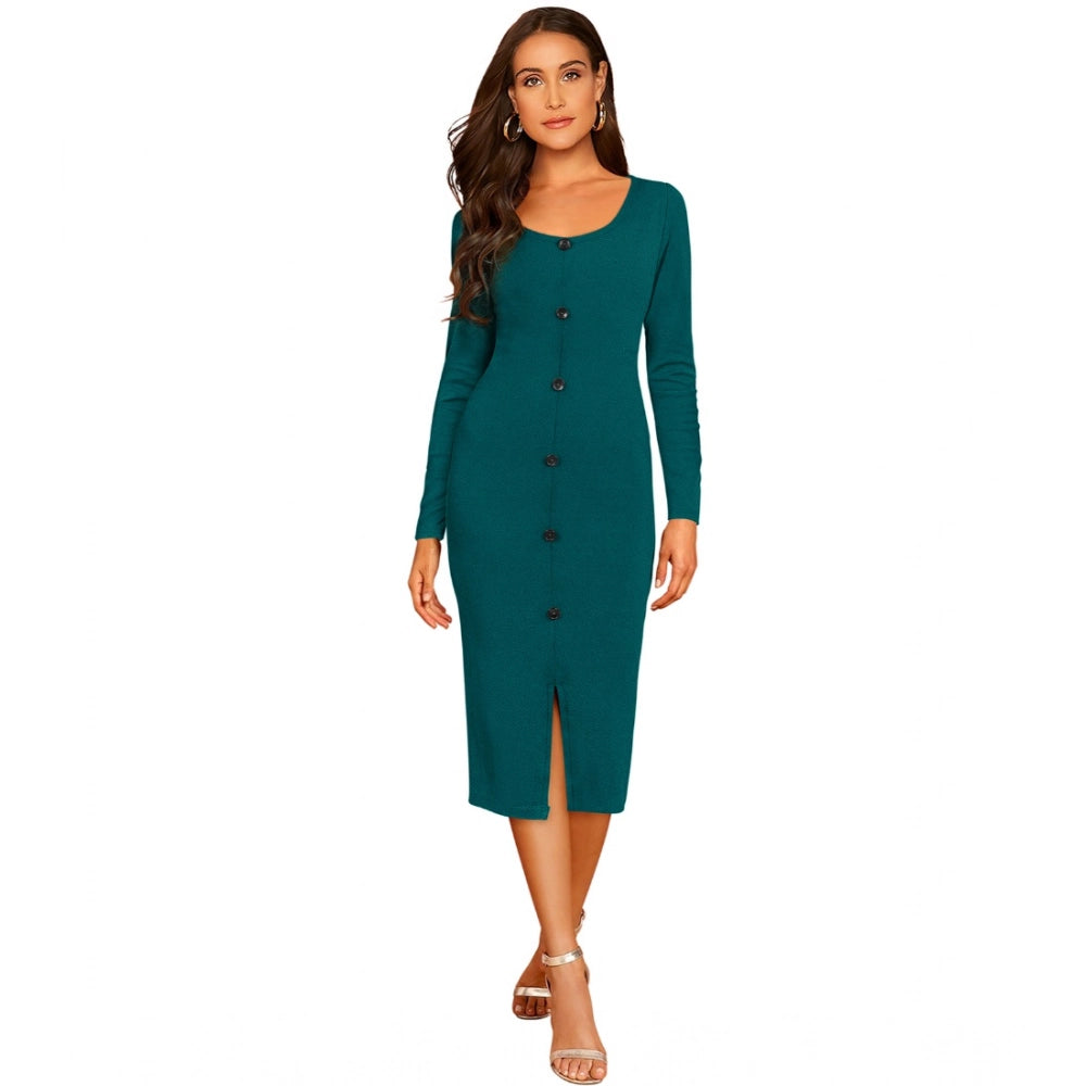 Seduva Women's Knitting stretchable Round Neck Full Sleeve Dress (Morpich )