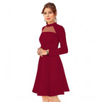 Seduva Women's Knitting stretchable Solid Round Neck Full Sleeve Dress (Maroon)