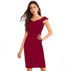 Seduva Women's Knitting stretchable Solid Round Neck Sleeveless Dress (Maroon)