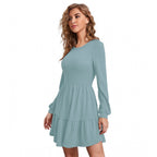Seduva Women's Knitting stretchable Solid Round Neck Full Sleeve Dress (Pista)