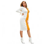 Seduva Women's Knitting stretchable Solid Round Neck Full Sleeve Dress (Yellow)