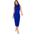 Seduva Women's Knitting stretchable Solid Round Neck Sleeveless Dress (Royal Blue)