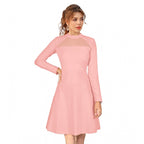Seduva Women's Knitting stretchable Solid Round Neck Full Sleeve Dress (Peach)