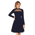 Seduva Women's Knitting stretchable Solid Round Neck Full Sleeve Dress (Blue)