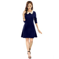 Seduva Women's Polyester Solid Collar 3-4th Dress (Blue)