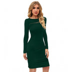 Seduva Women's Knitting stretchable Solid Round Neck Full Sleeve Dress (Green )