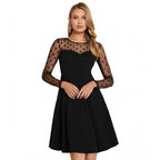 Seduva Women's Knitting stretchable Solid Round Neck Full Sleeve Dress (Black)
