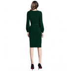 Seduva Women's Knitting stretchable Solid Round Neck Full Sleeve Dress (Green)