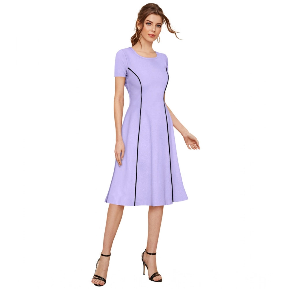 Seduva Women's Knitting stretchable Solid Round Neck Cap Sleeve Dress (Purple)