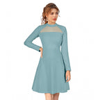 Seduva Women's Knitting stretchable Solid Round Neck Full Sleeve Dress (Pista)