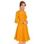 Seduva Women's Knitting stretchable Solid Round Neck Full Sleeve Dress (Yellow)
