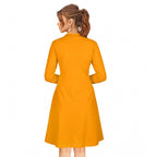 Seduva Women's Knitting stretchable Solid Round Neck Full Sleeve Dress (Yellow)