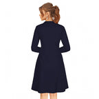 Seduva Women's Knitting stretchable Solid Round Neck Full Sleeve Dress (Blue)