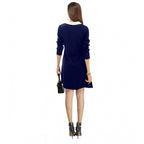 Seduva Women's Polyester Solid Collar 3-4th Dress (Blue)