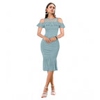Seduva Women's Knitting stretchable Solid Round Neck Sleeveless Dress (Pista )