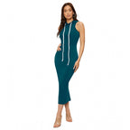 Seduva Women's Knitting stretchable Solid Round Neck Sleeveless Dress (Morpich)