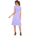 Seduva Women's Knitting stretchable Solid Round Neck Cap Sleeve Dress (Purple)