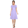 Seduva Women's Knitting stretchable Solid Round Neck Cap Sleeve Dress (Purple)