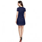 Seduva Women's Rasal Solid Round Neck Cap Sleeve Dress (Blue)