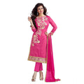 Seduva Women's Chanderi Unstitched Salwar Suit-Material With Dupatta (Pink,2 Mtrs)