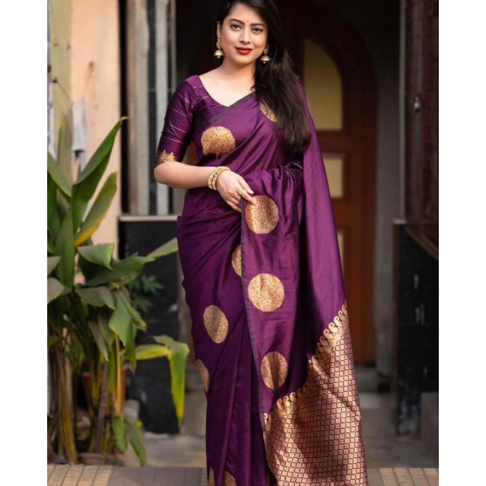 Seduva Women's Silk Printed Saree With Unstitched Blouse 5.5Mtr (Wine)