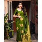 Seduva Women's Silk Printed Saree With Unstitched Blouse 5.5Mtr (Green)