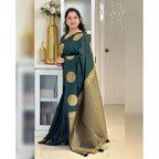Seduva Women's Silk Printed Saree With Unstitched Blouse 5.5Mtr (Green)