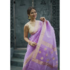 Seduva Women's Cotton  Printed Saree With Unstitched Blouse 5.5Mtr (Lavender)