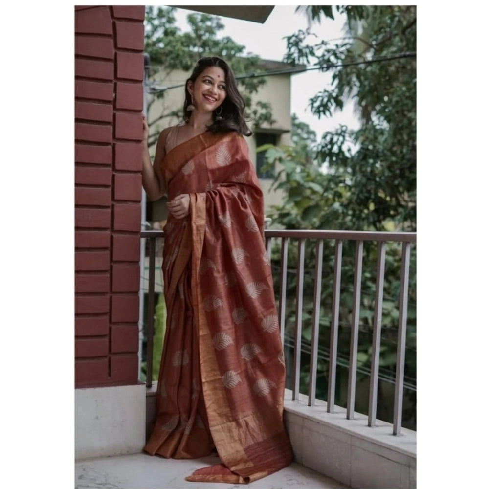 Seduva Women's Silk Printed Saree With Unstitched Blouse 5.5Mtr (Maroon)
