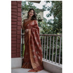 Seduva Women's Silk Printed Saree With Unstitched Blouse 5.5Mtr (Maroon)