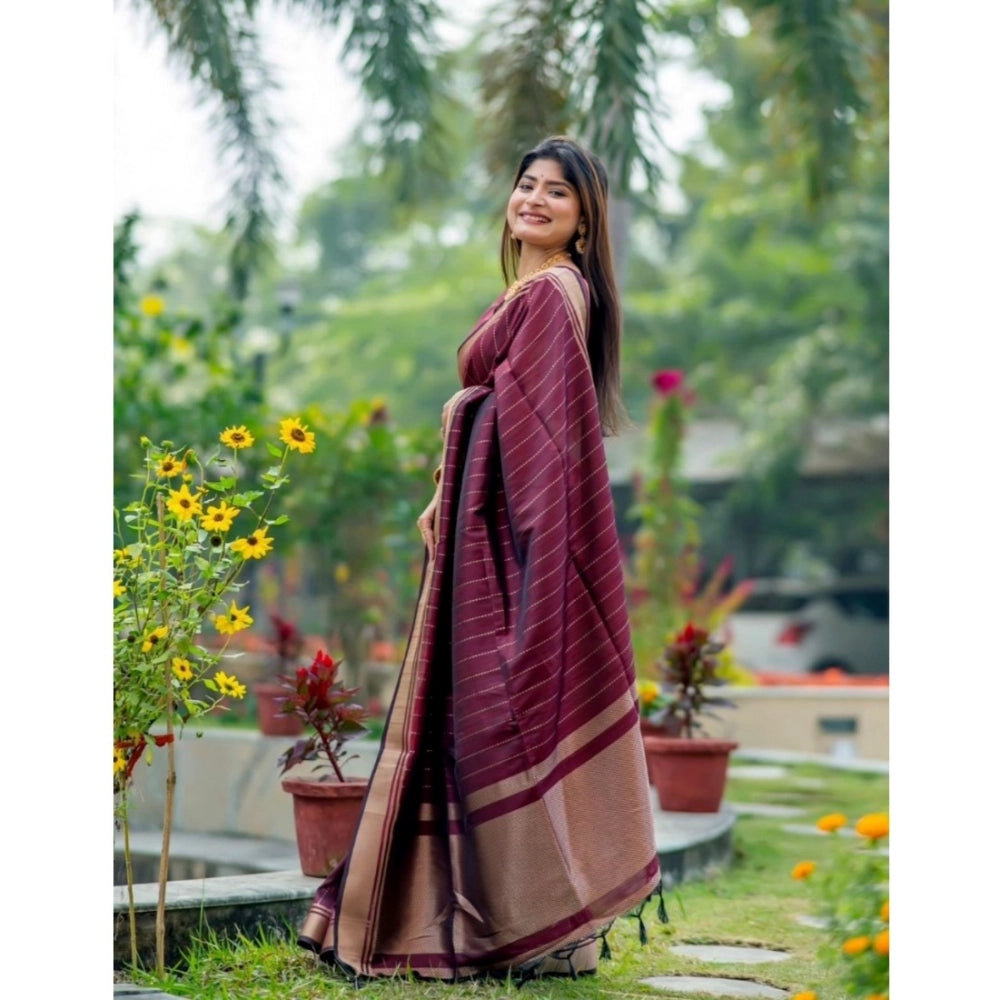 Seduva Women's Silk Printed Saree With Unstitched Blouse 5.5Mtr (Maroon)