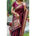 Seduva Women's Silk Printed Saree With Unstitched Blouse 5.5Mtr (Maroon)