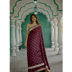 Seduva Women's Cotton  Printed Saree With Unstitched Blouse 5.5Mtr (Purple)