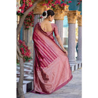 Seduva Women's Silk Printed Saree With Unstitched Blouse 5.5Mtr (Pink)