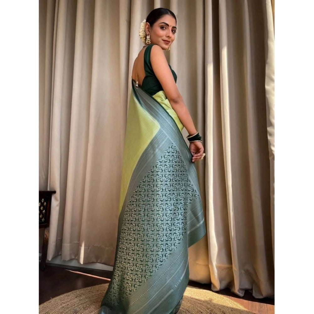 Seduva Women's Silk Printed Saree With Unstitched Blouse 5.5Mtr (Sea Green)