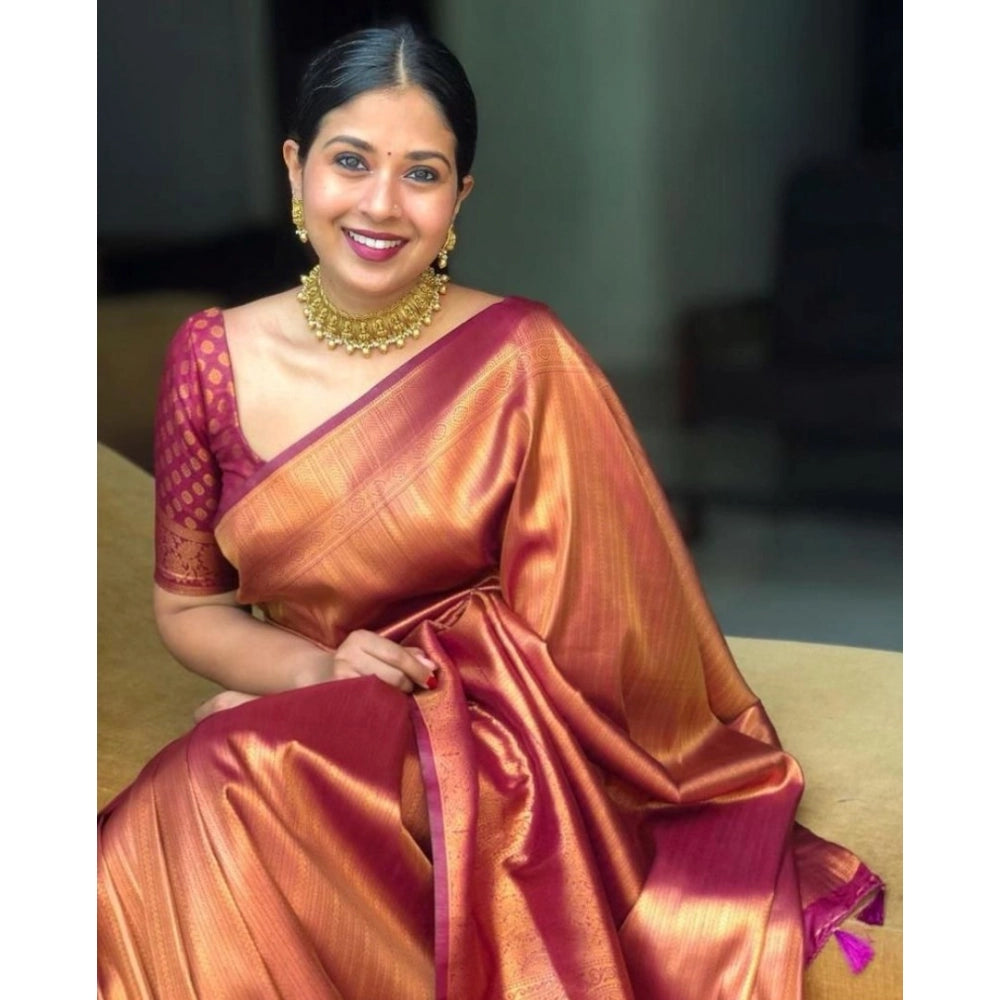 Seduva Women's Silk Printed Saree With Unstitched Blouse 5.5Mtr (Maroon)