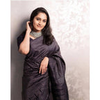 Seduva Women's Silk Printed Saree With Unstitched Blouse 5.5Mtr (Black)