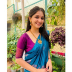 Seduva Women's Silk Printed Saree With Unstitched Blouse 5.5Mtr (Rama)